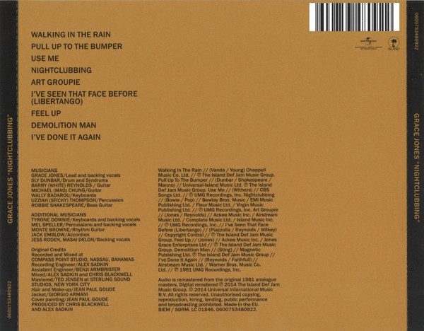 Grace Jones – Nightclubbing - CD (2014) - Billede 2