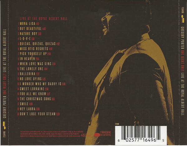 Gregory Porter – One Night Only (Live At The Royal Albert Hall) - Cd,DVD (2020) - Billede 2